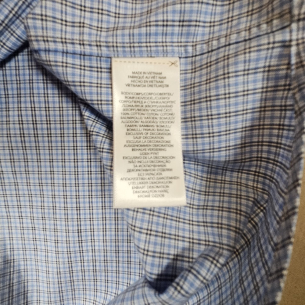 Ralph Lauren Mens XXL Classic Fit Blue Micro Check Cotton Button‎ Down Shirt - Picture 12 of 16